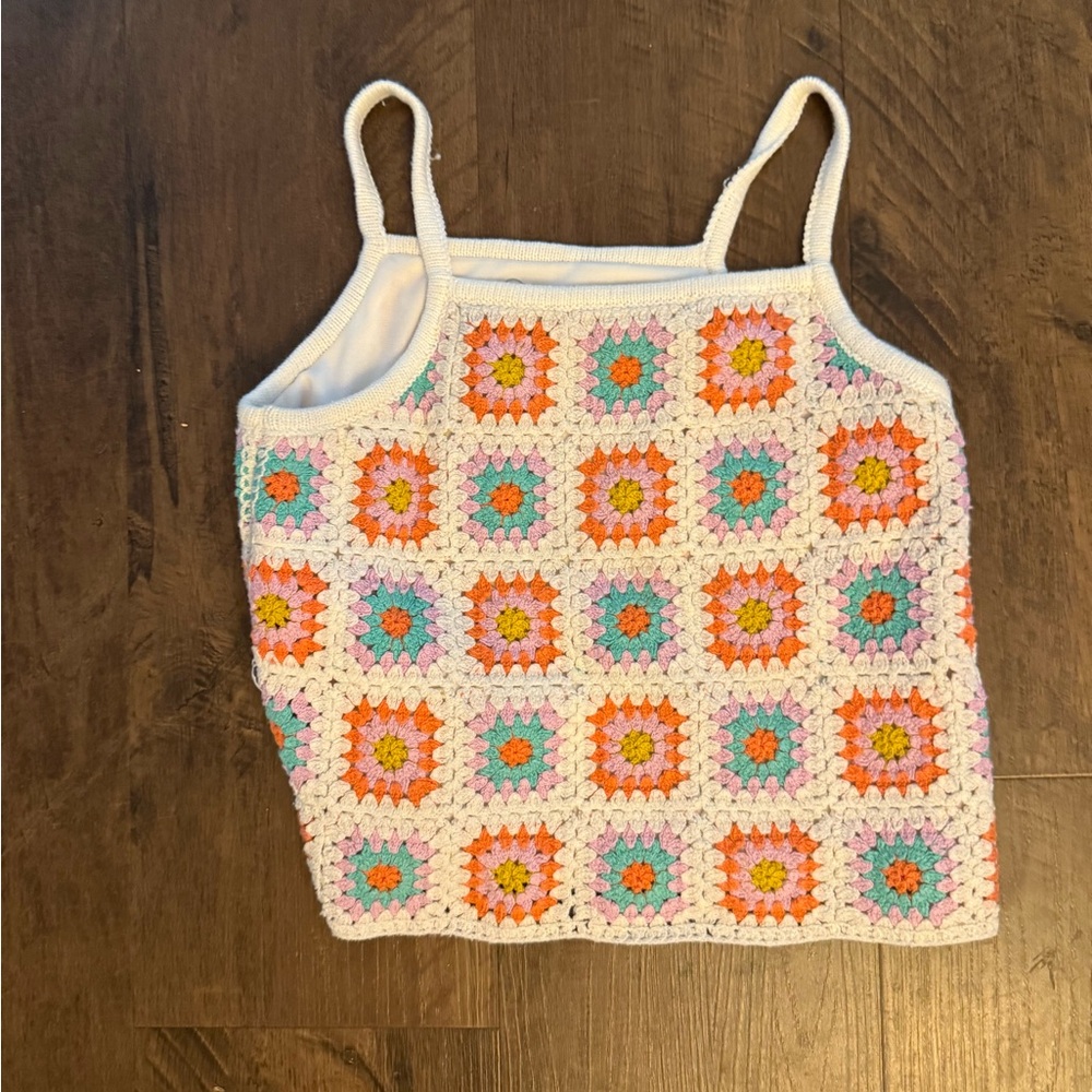 Art Class Cream crochet Tank Top